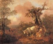 Thomas Gainsborough Landscape with a Woodcutter cowrting a Milkmaid oil painting reproduction